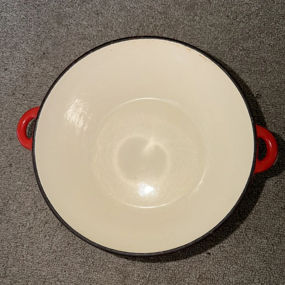 Vintage Color Cast Iron Dutch Oven Red Apple/ Tomato Casserole Pot 8